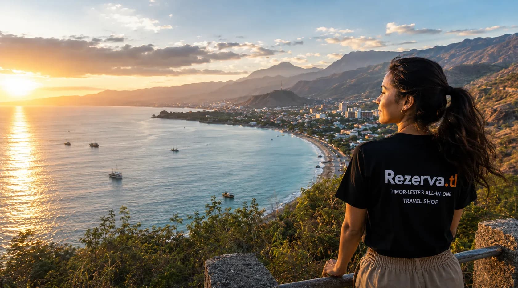 Calm sunset over Dili bay, Timor-Leste