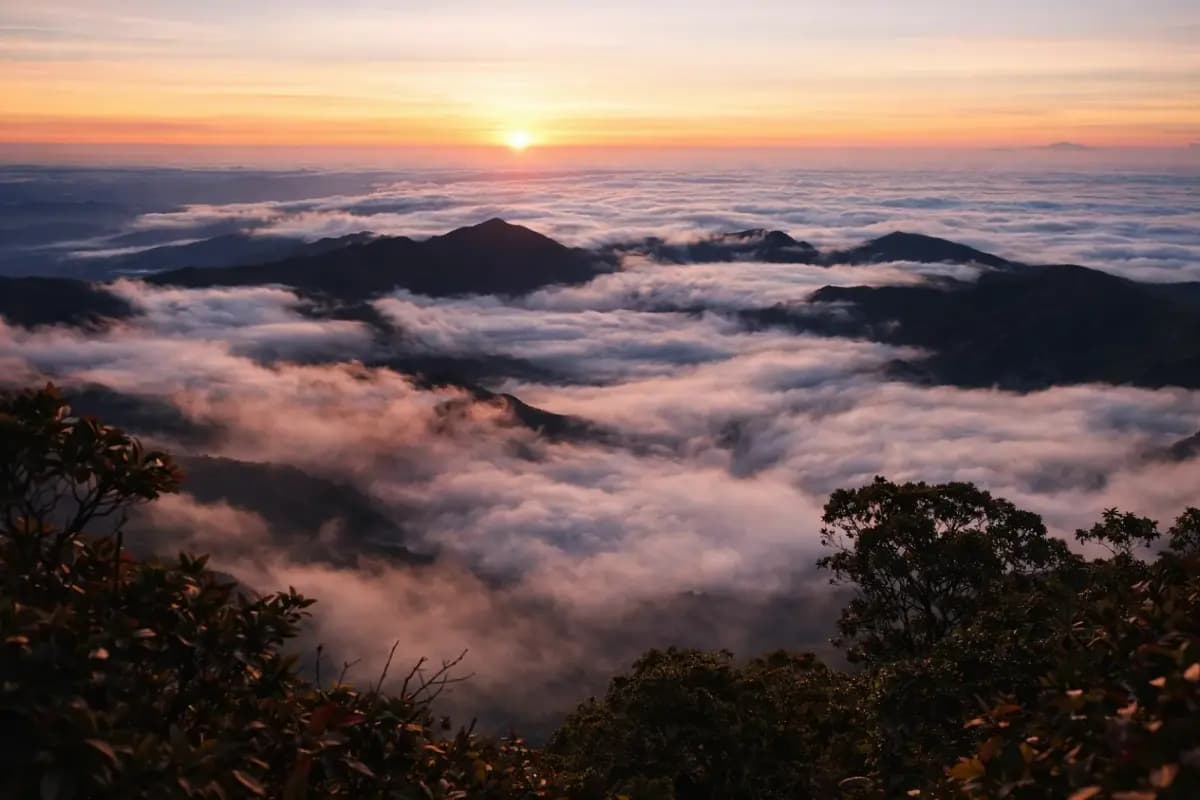 Sunrise above the clouds from Mt Ramelau