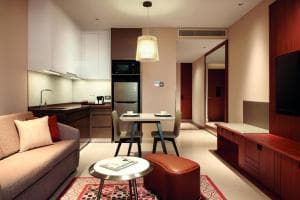 Palm Springs Hotel apartment-style suite with kitchenette and seating